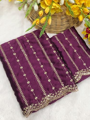 Image of RADHA Women's Embroidery Work Saree with Designer Border for Festive and Traditional Ethnic Drape Saree with Detailed Thread Style Pattern and Elegant Occasion Look