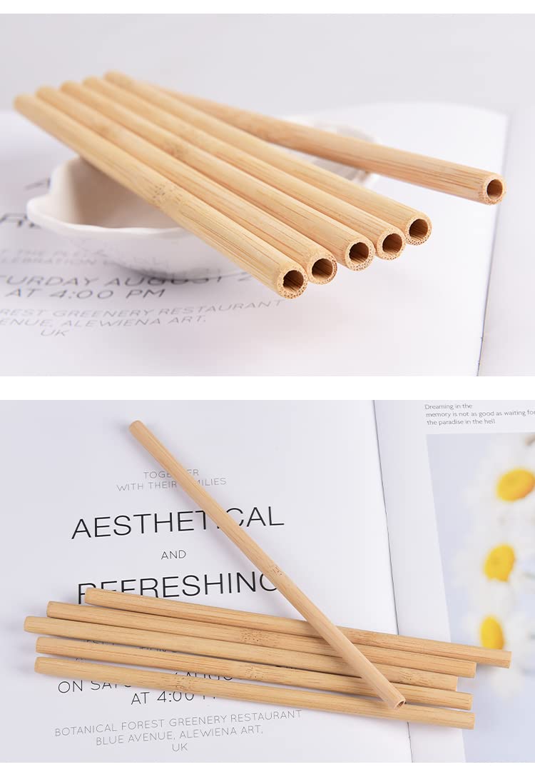 100 Cannucce In Bambù Ecologiche Gialle - Biodegradabili Per Bevande Fredde E Calde - Foto 2