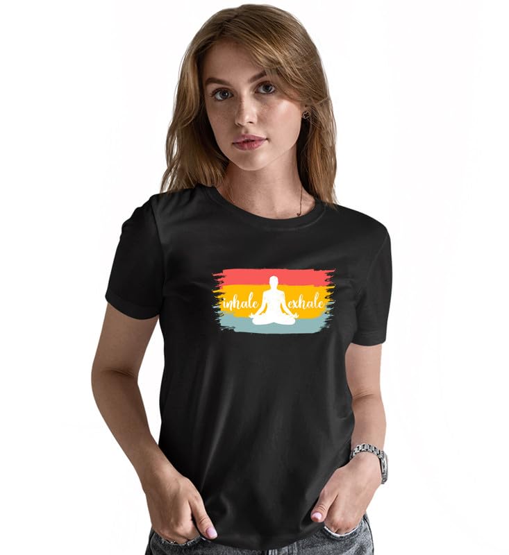 Image of INDISSH Women's Regular Fit Half-Sleeves YOGA22 Themed Garphic Printed Tshirt|Regular Wear T-Shirt for Women's| Pack of 1 T-Shirt|