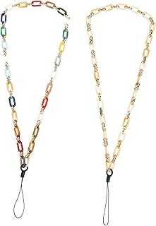 Uonlytech 2 Peças Cordão De Corrente De Telefone Celular Pulseira De Pulso De Telefone Pulseira De Telefone Corrente De Telefone Móvel Acessório DIY Suporte De Cordão De Telefone Borla