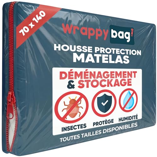 WRAPPYBAG – Housse de Protection Opaque pour Matelas – 5 Tailles Disponibles – Sac Résistant, Idéal pour Déménagement, Stockage et Transport - 70 x...