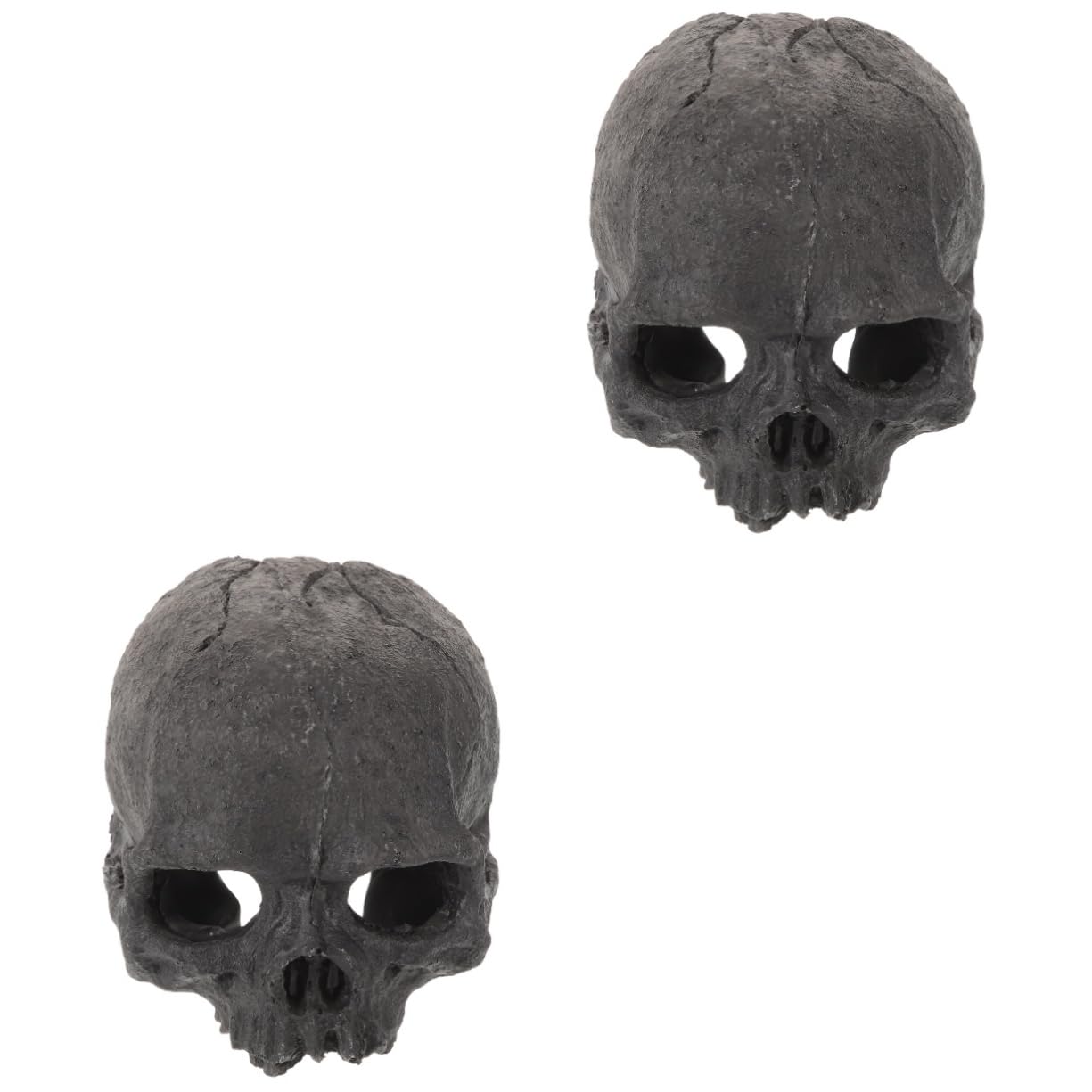 OUNONA 2pcs Aquarium Skull Ornament Fish Tank Resin Skull Cave Decoration for Reptile Tank and Fish Landscaping