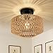 Rayofly Rattan Deckenlampe Hängend, Boho Deckenleuchte mit Rattan Lampenschirm, Vintage Bambus Deckenlampe, Rustikal Rattan Deckenleuchte Wohnzimmer, Boho Korb Lampe für Schlafzimmer Küche Flur Lampe,Dimmbare günstig Kaufen-Rayofly Rattan Deckenlampe Hängend, Boho Deckenleuchte mit Rattan Lampenschirm, Vintage Bambus Deckenlampe, Rustikal Rattan Deckenleuchte Wohnzimmer, Boho Korb Lampe für Schlafzimmer Küche Flur