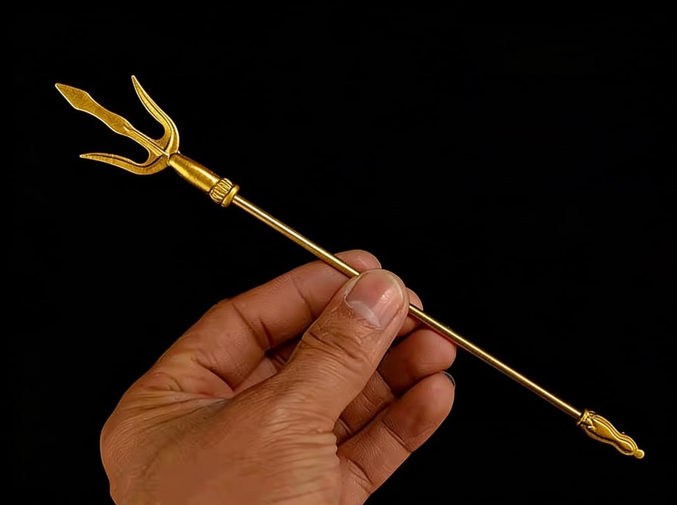1/12 Scale 8.26" Golden Trident – Miniature Three-Pronged Spear Weapon Prop for 6" Action Figures