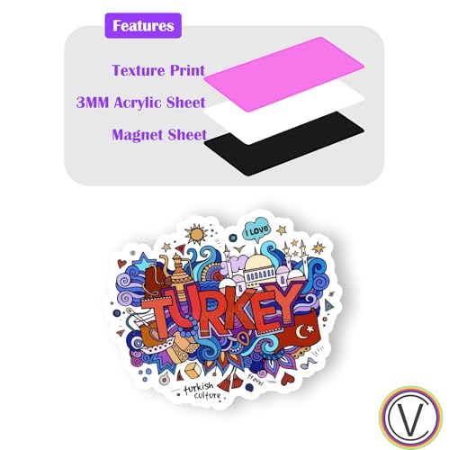Image of Turkey Acrylic Fridge Magnet - UV Textured Printed, Stylish Multicolor Magnet for Fridge, Wardrobe & Metal Surfaces, Pack of 1 (Turkey)