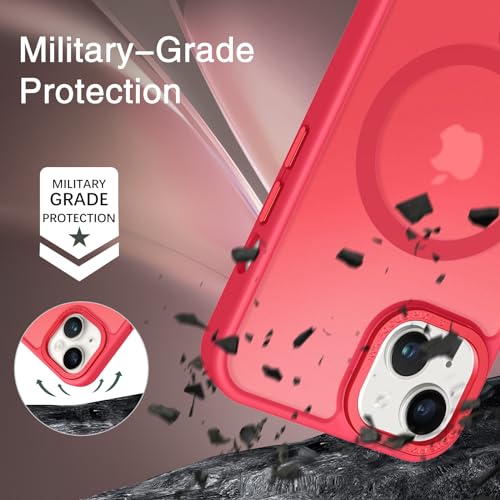 Image of BENTOBEN Magnetic for iPhone 13 Case & iPhone 14 Case [Compatible with Magsafe] Translucent Matte Phone Case iPhone 13 /14 Slim Shockproof Women Men Girl Protective Cover for iPhone 13 /14 6.1 inch, Red