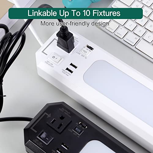 Tecktoo 18Inch Under Cabinet Lights, Dimmable 3000K/4000K/5000K Under Cabinet Lights Plug In, Intergrated 2Usb And Power Outlet Charging Port Under Cabinet Led Lights For Garage, Workbench, Shop #TOP6