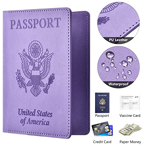 Passport And Vaccine Card Holder Cover Combo, Passport Case /Wallet With Vaccine Card Slot For Women And Men(Al-Purple) #TOP3