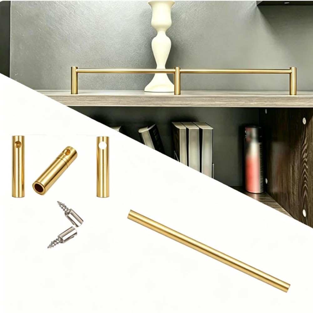SVBVRFEEW Gallery Railing Metal Shelf Rail Fence Set With Posts Shelves Tipping Shelf Guard Rail Decorative Tipping Gallery Rails Set Anti-Fall Guardrail Aluminum(Gold,29in/73.7cm)