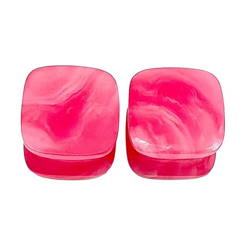 Rose Quartz Double Flared Cushion Ear Plugs – Handmade Stone Gauges for Stretched Ears – Crystal Body Piercing Jewelry – Stone Gauges Tunnels – Pair (18 mm (11/16”))