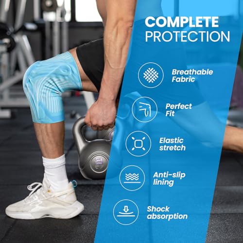 Welnove Knee Brace Sleeves for Pain Relief - Compression Knee Support with Side Stabilizers & Patella Gel Pad for Women, Men - Ideal for Workout,