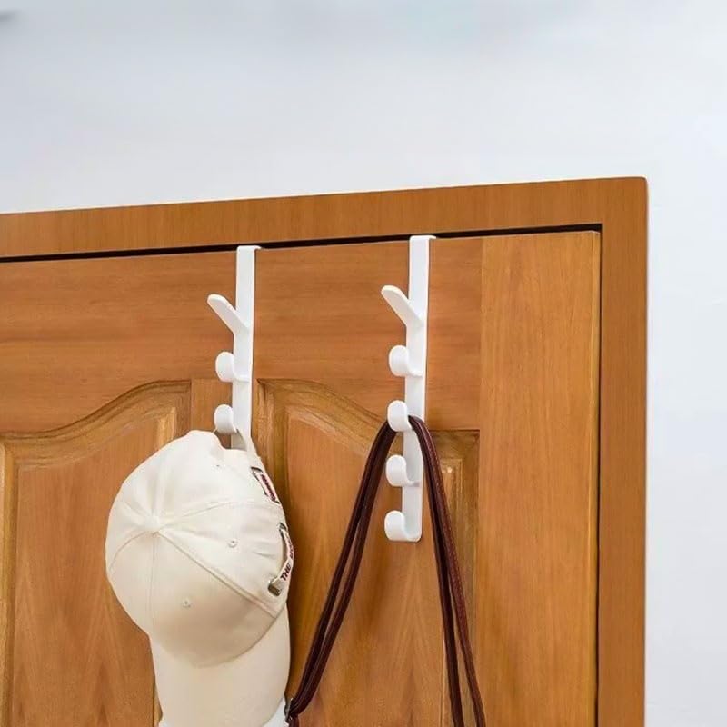 Ganchos acima da porta para pendurar, organizador de cabide resistente para roupas, mochila, chapéu, bolsa, gancho de porta para banheiro, casa, escritório, itens essenciais de dormitório, branco