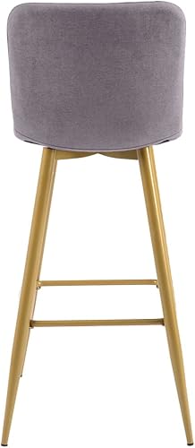 Miniatura 8 de Juego de 2 taburetes de bar, tapizados de tela, altura de mostrador, respaldo bajo, sillas de comedor sin brazos con reposapiés, 30 pulgadas, gris
