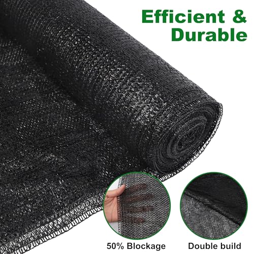 Image of winemana 6x120 FT Outdoor Shade Cloth for Garden & Plants - 50% Large Black Mesh Tarp, UV Resistant Woven Shade Fabric for Greenhouse Farm Row Cover Vegetables Sun Protection Poultry Run
