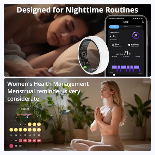 Image of Smart Ring for Women, Health Tracker & 5ATM, COLMI R02. (White Ceramic, 8#)