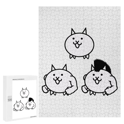 にゃんこ 大戦争 ジグソーパズル 500ピース グッズ マイクロピース 木製 アニメ 子供 知育玩具 親子で楽しめる おしゃれ 壁飾り 誕生日 クリスマス プレゼント 52×38cm