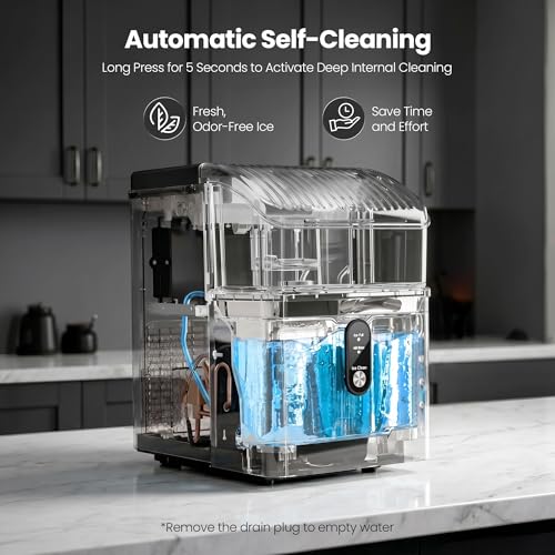 Image of Crzoe Nugget Ice Maker Countertop, 35Lbs /Day, Ice Machine Countertop with Basket and Scoop, Ready in 7 Mins, Portable Ice Maker with Self-Cleaning, Perfect for Home /Office /Party /Bar (Black)
