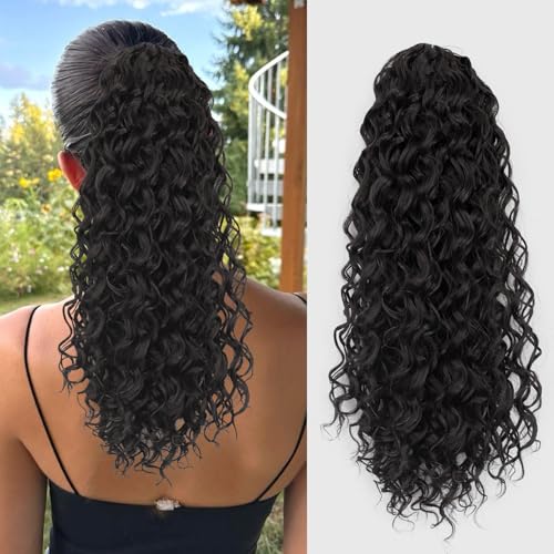 Rexnoz 18 Inch Curly Ponytail Extension Drawstring Ponytail Clip In Hair Extensions For Women Curly Synthetic Hairpiece For Daily Use Party cover