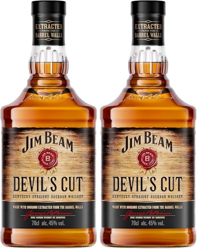 Jim Beam Devil's Cut | Kentucky Straight Bourbon Whiskey | robuster Geschmack mit intensiven Eichen- und Vanillenoten | 45% Vol. | 700ml (Packung mit 2)