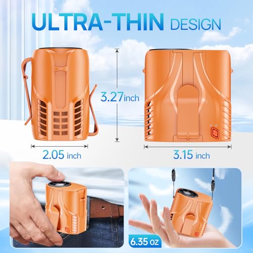 Image of Portable Personal Waist Fan& Neck Fan, 14000RPM Brushless Motor, 40H Runtime Rechargeable, 6-Speed Quiet Operation, Clip-On Personal Body Cooling for Camping /Worksites /Outdoor