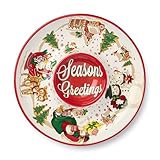Cerified International Santaβs Retro Christmas Chip and Dip β Holiday Serving Tray with Santa, Reindeer & Snowman, Vintage-Inspired Festive Party Platter for Chips, Veggies, and Appetizers