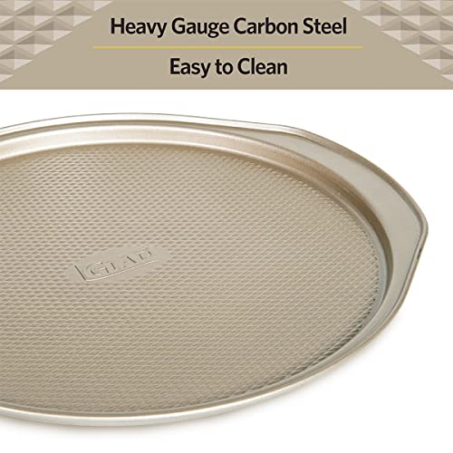 image for Glad Nonstick Large Pizza Pan for Oven | Round Baking Tray | Textured 