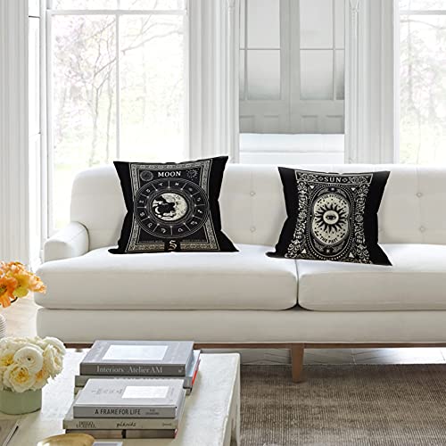 Tarot The Star Moon Linen Throw Pillow Case, 18 X 18 Inch Set Of 2, Daughter Sister Astrology Tarot Lovers Gifts, Mom, Wife Gifts, Tarot Art Cushion Cover For Sofa Couch Bed Girl Room College Dorm #TOP2