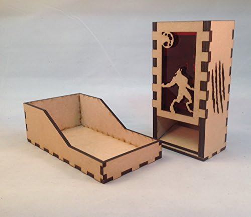 Werewolf Mini Dice Tower v1 Red Acrylic Window Laser Cut MDF Unique Gift