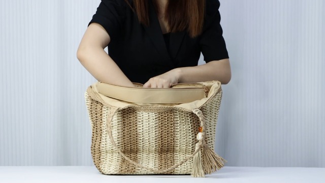 Bolso de playa tejido de paja KUANG! para mujer miniatura 7
