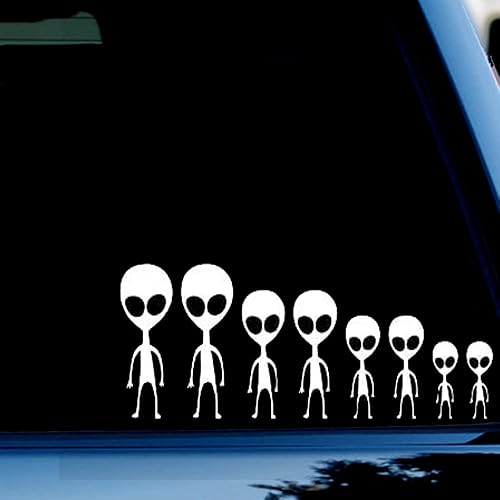 Create Your Own Alien Stick Family - Calcomanía de vinilo divertida para coche camión ventana parachoques blanco 15-30 pulgadas altura