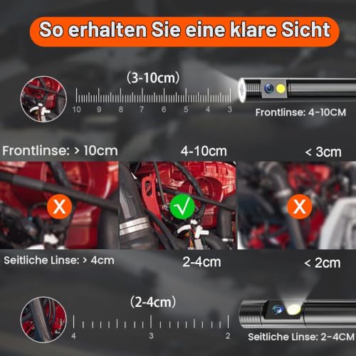 Endoskopkamera mit Licht, SGAINUL Dual Lens Endoskop Kamera 5,0 Zoll IPS Bildschirm...