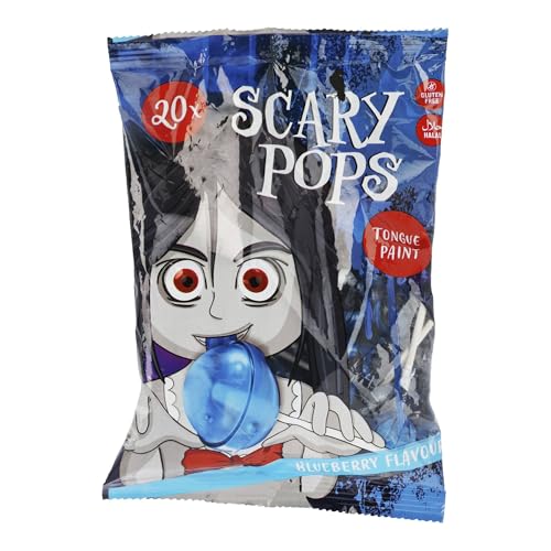 Bolsita de 20 Piruletas de Halloween con pintalenguas azul de sabor a arándano
