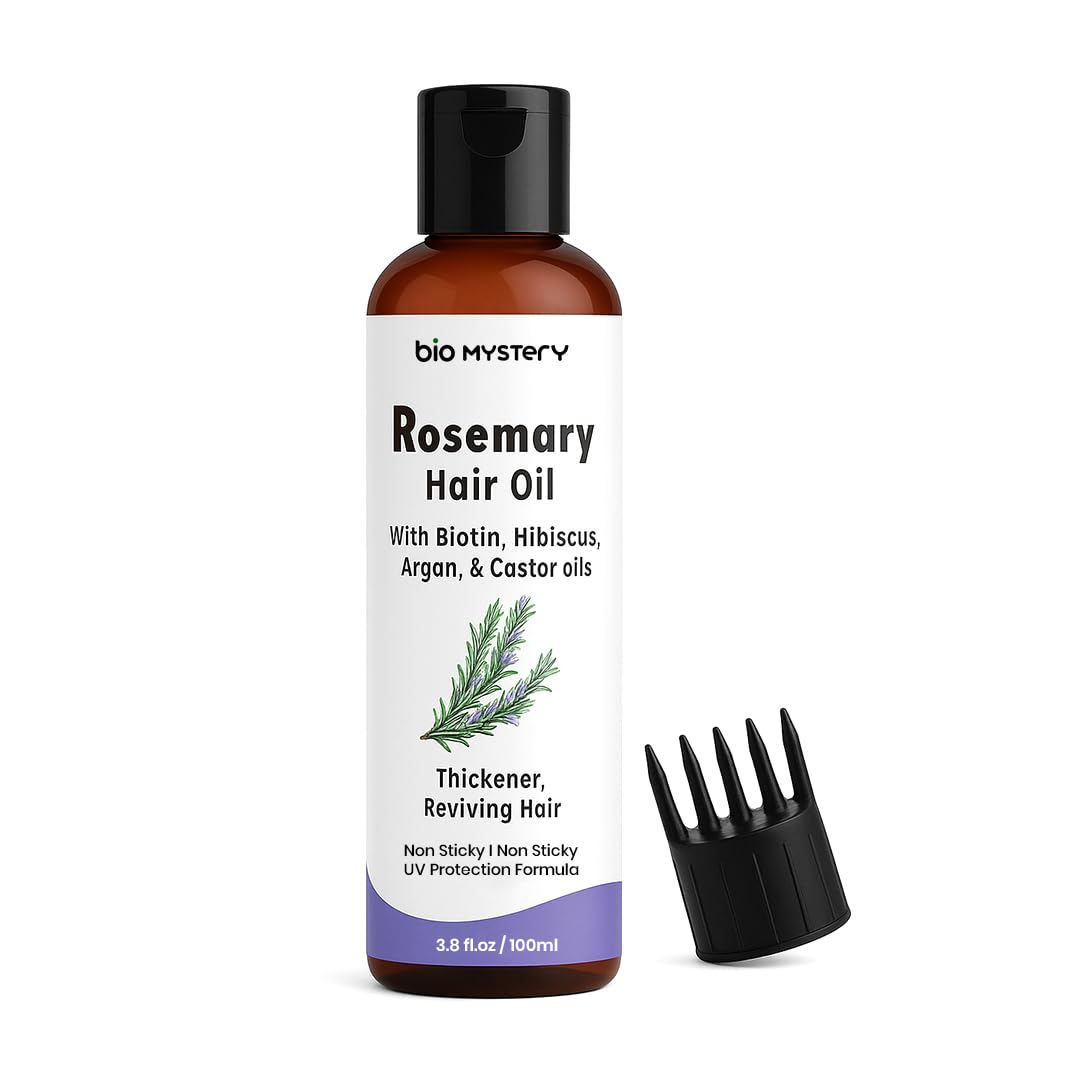 Bio Mystery Rosemary Oil For Hair Growth Infused With Biotin, Argan Vit-E With Jojoba & Castor | Scalp Stimulator Hair Growth Oil 100ml/3.5 Oz-image-39