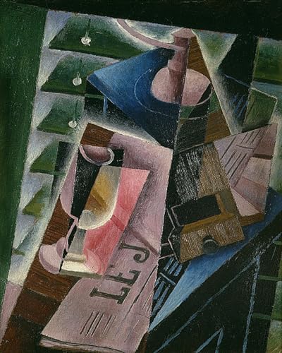 SGFGAD FHYWQ Póster abstracto de Juan Gris Cuadro mural 《Molinillo de café y vidrio》 por Juan Gris Grabados Naturaleza muerta Pintura en lienzo para decoración del hogar 40x50cm sin enmarcar
