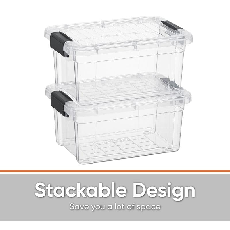 Image of Superio 3.4 Quart Clear Plastic Storage Boxes with Lids, Stackable Organizer Containers, BPA-Free Storage Bins for Home, Office, School & Dorm, 3 Pack