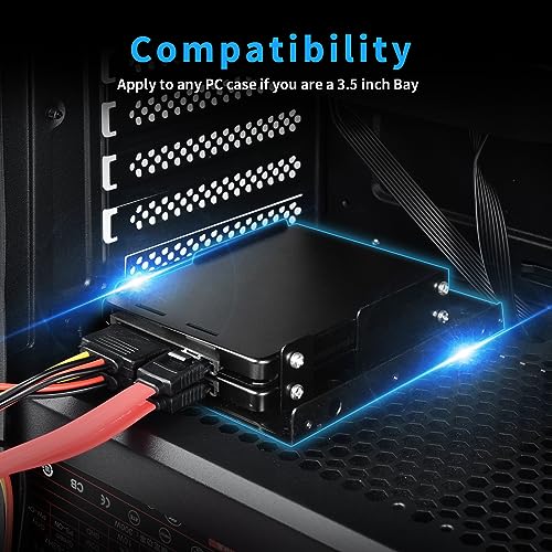 Image of ELUTENG 2.5 inch to 3.5 inch Hard Drive Adapter 2Pcs Double HDD SSD Mounting Stand | Double-Deck HDD SSD Mounting Rack, Metal HDD SSD Holder with Mounting Screws, Internal Hard Drive Bay Mounting Bracket for PC