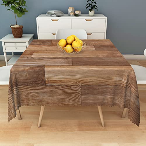 Baocicco 54X54 Inch Brown Wood Grain Tablecloth Polyester Waterproof Table Cloth For Kitchen Living Room Rustic Farmhouse Dessert Table Decor Countryside Table Covers Buffet Picnic #TOP2