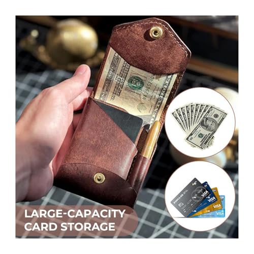 Slim and simple men's wallet, multifunctional small wallet with built-in pen slot, suitable for daily commuting, business and travel(Brown-1pcs)2