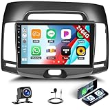 [2+64G]Android 13 Car Stereo for Hyundai Elantra 2007 2008 2009 2010 with Wireless Carplay &Android Auto,9 Inch Touch Screen Car Radio with GPS WiFi Bluetooth FM/RDS Radio SWC AUX-in+AHD Backup Camera