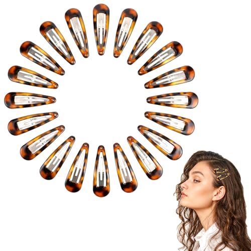 Nogeqi 20PCS Tortoise Metal Snap Hair Clips, Vintage Snap Barrettes for Women Girls, Classic Tortoise Hairpin Accessories Suitable for All Hair Types