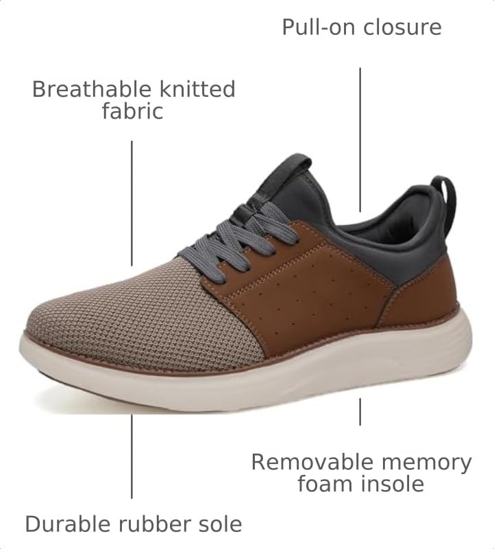 Image of YOLARK Men Casual Dress Shoes Fashion Sneakers Lightweight Breathable Laceless Walking Shoes Gym Tennis Athletic