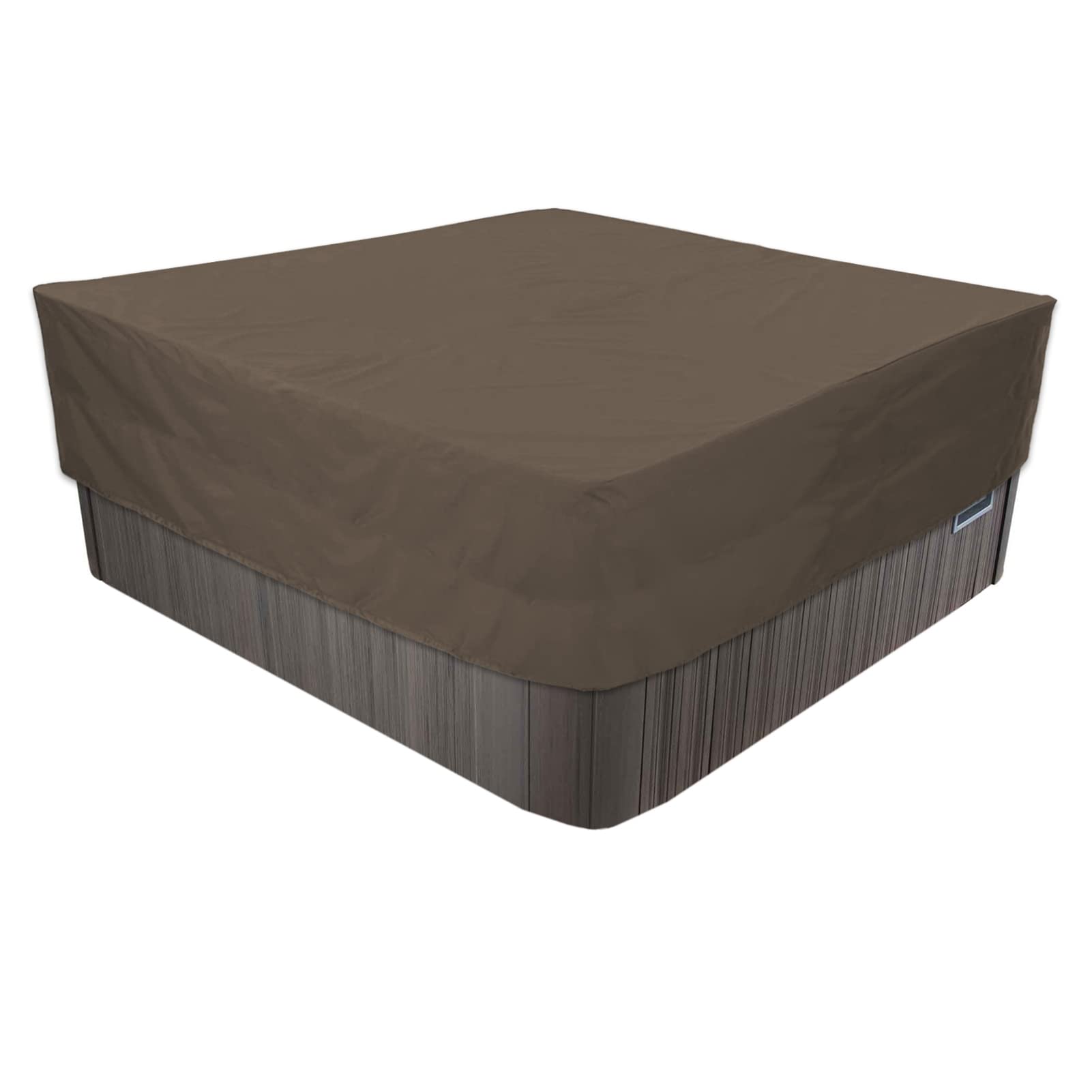 LDIW Universal Hot Tub Cover, Dustproof Waterproof 210D Oxford UV Resistant SPA Cover for Outdoor Garden Patio Furniture Swimming Pool,Brown,239 * 239 * 50CM