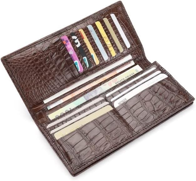 Real Crocodile Leather Men's Long Wallet Luxury Alligator Skin Genuine Leather Purses for Men (Brown) - Image 3