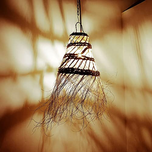 Generico Lámpara de paja natural colgante Marruecos hecha a mano decoración 2403211009