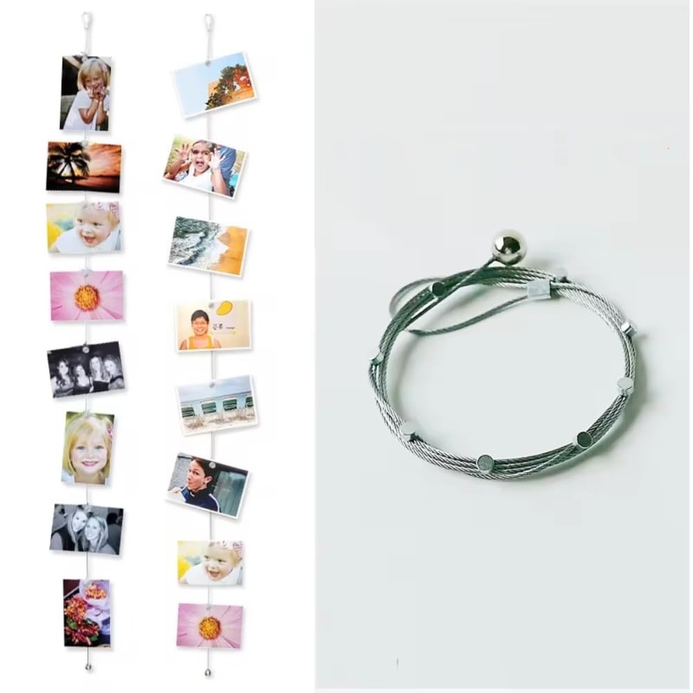 Hanging Wire Photo Magnet Frames Wire With Heart Magnets 1.5M Hanging ...