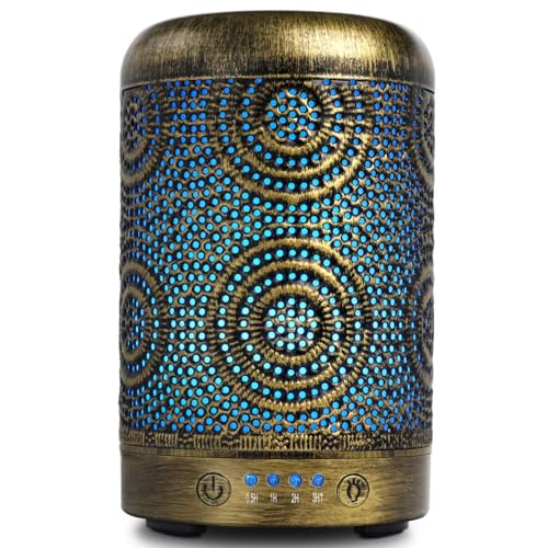 SALKING Diffuseur Huiles Essentielles 100ml Humidificateur d'air Ultrasonique Brume Fraîche Arôme Parfum Electrique avec 7-Couleurs Changeantes Arrêt Automatique pour Chambre/Salon/Spa/Yoga/Massage