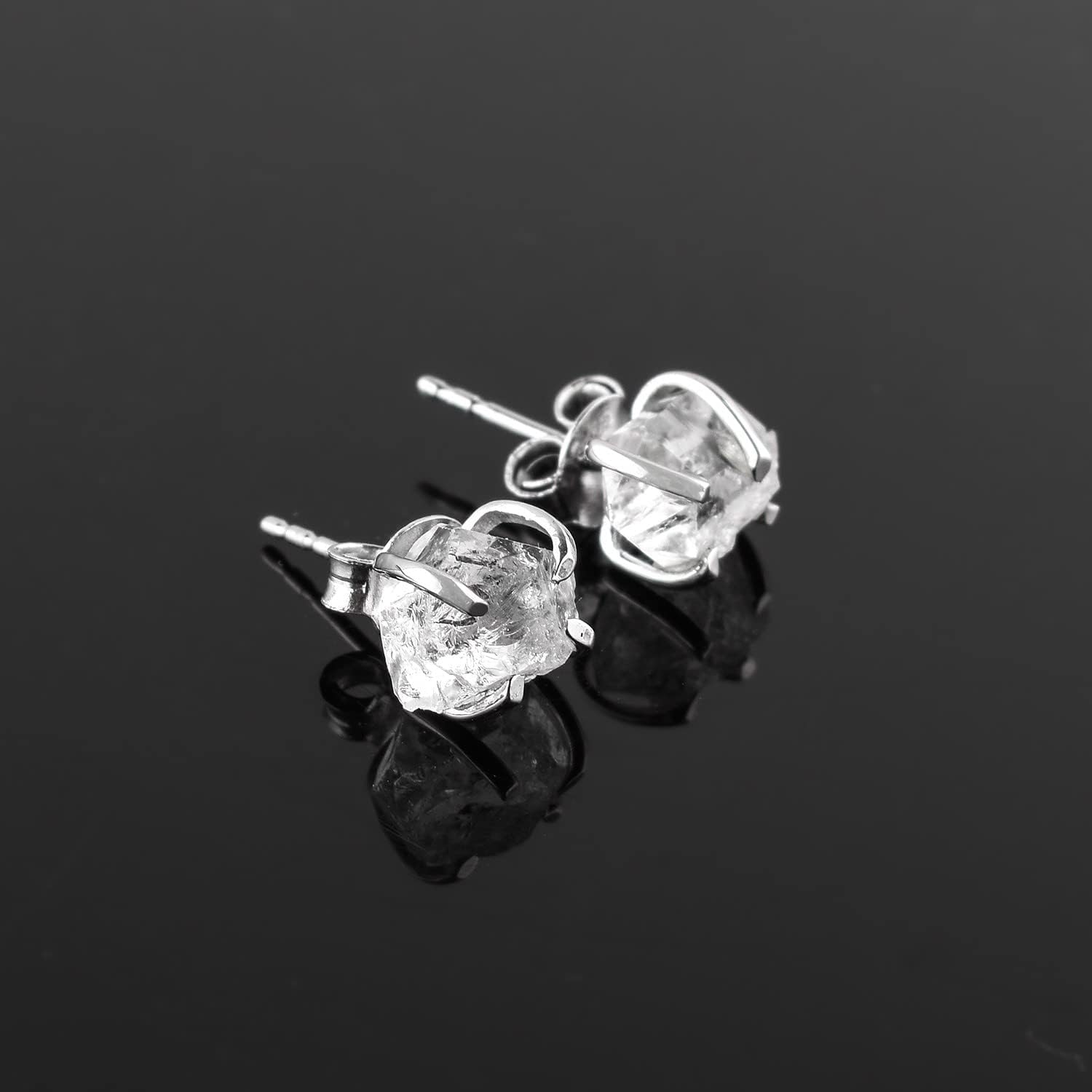 925 Sterling Silver Raw Gemstone Stud Earrings for Women & Girls | Handmade Minimalist Birthstone Earrings | Hypoallergenic Everyday Jewelry | Gift for Her, Birthday, Anniversary, Christmas - Image 2