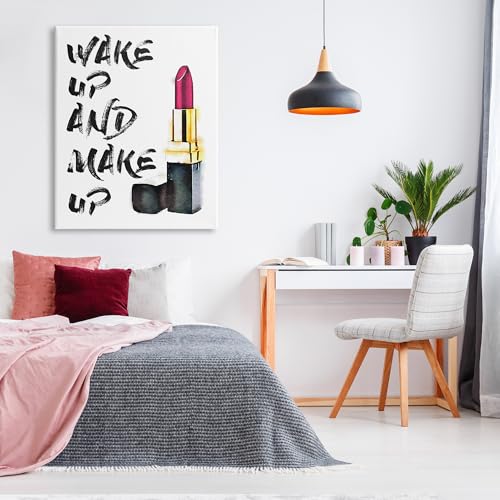 Image of Wake Up and Make Up Typography, 36 x 48 Inch Canvas Wall Art
