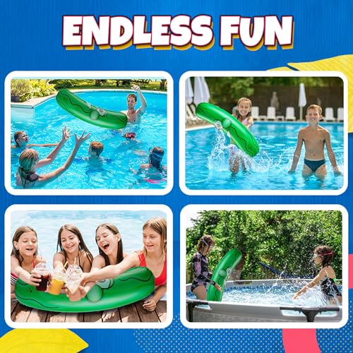 Giant Inflatable Pickle - (Pack of 3) 36-Inch-Tall Funny Pickle Gifts, Durable and Fun Pickle Party Favors, Food Decor, Novelty Gag Prank, Joke Birthday Gifts or Beach and Pool Float Inflatable Toys - Thumbnail 4