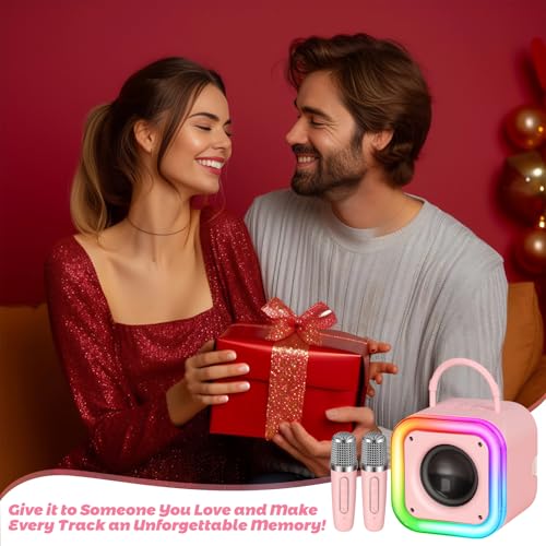 Mini Karaoke Machine for Kids, Girl Toys Gifts, Kids Karaoke Wireless Microphone for 4,5,6,7,8,9,10,11,12 Years Old Boys and Girls Christmas Party Gifts Toys (Pink) - Thumbnail 7